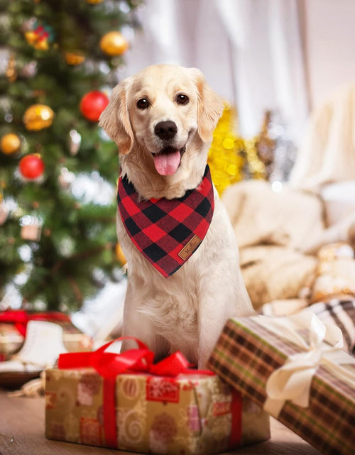 Load image into Gallery viewer, 2 Pack Dog Christmas Bandanas, Classic Buffalo Red Plaid Pet Bandana Scarf Triangle Bibs Kerchief Pet Costume Outfit Accessories for Small Medium Large and Extra Large Dogs Cats Pets (Small)
