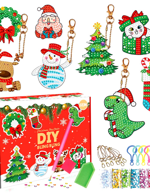 Load image into Gallery viewer, Christmas Diamond Painting Keychain 5D DIY Hanging Diamond Art Kits Diamond Ornaments for Kids Christmas Crafts Family Decor
