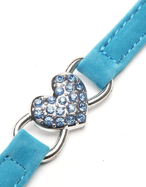 Load image into Gallery viewer, Heart Bling Cat Collar with Safety Belt and Bell 8-11 Inches
